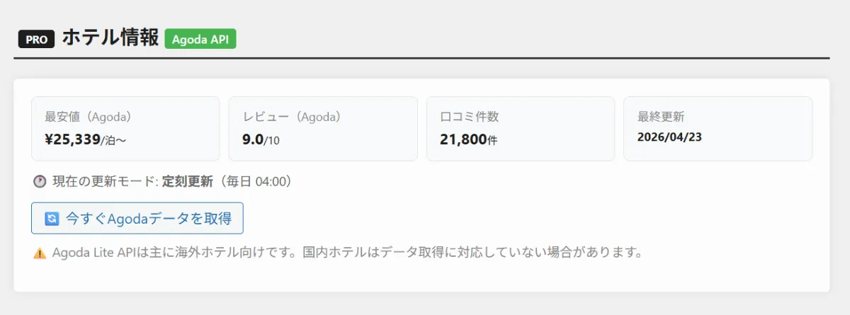 ホテリップの海外ホテル編集画面で自動取得される情報の画像
