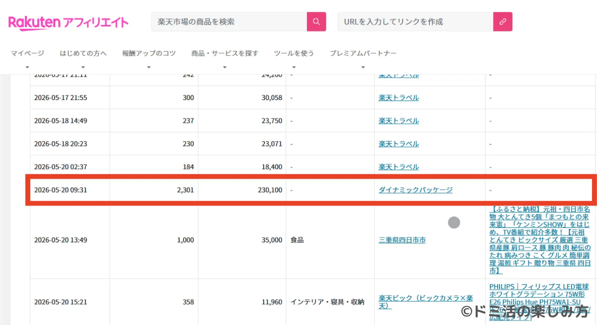 楽天トラベルで2000円越えの予約を獲得した画面のスクリーンショット